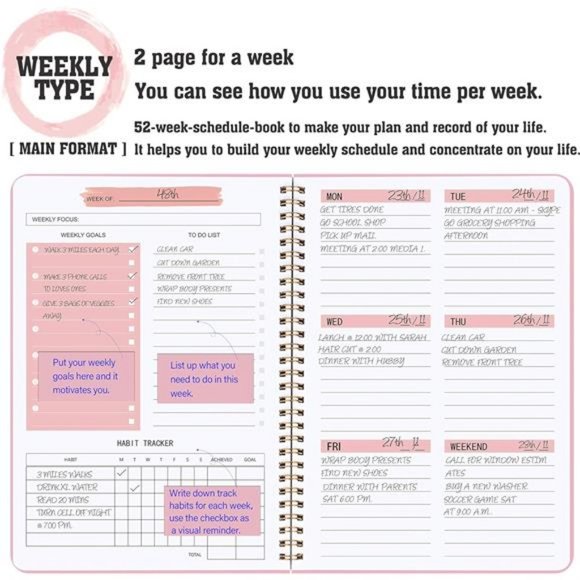Undated Weekly Planner- Weekly Goals Notebook, A5 To Do List Planner - Picture 3 of 7